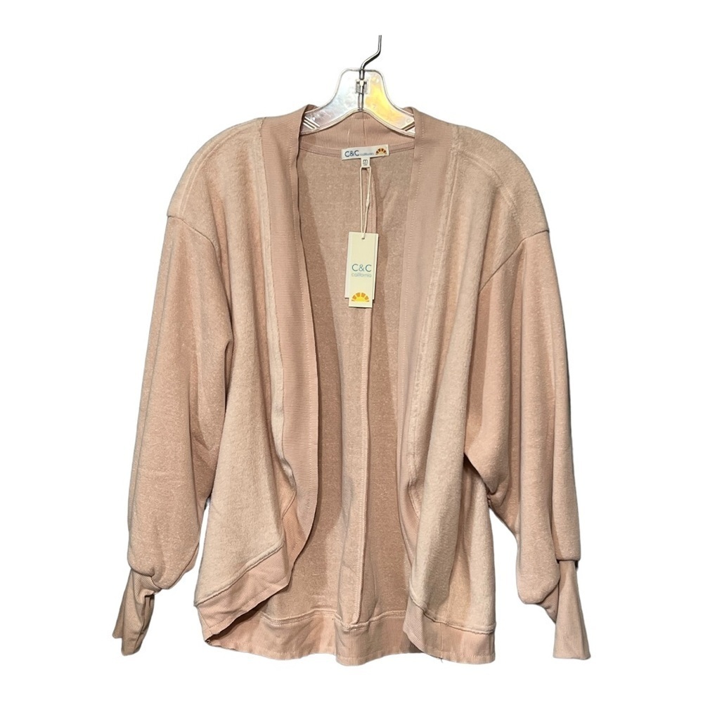 C&C California Cardigan Medium Dusty Rose Pink Draped Open Front Sweater